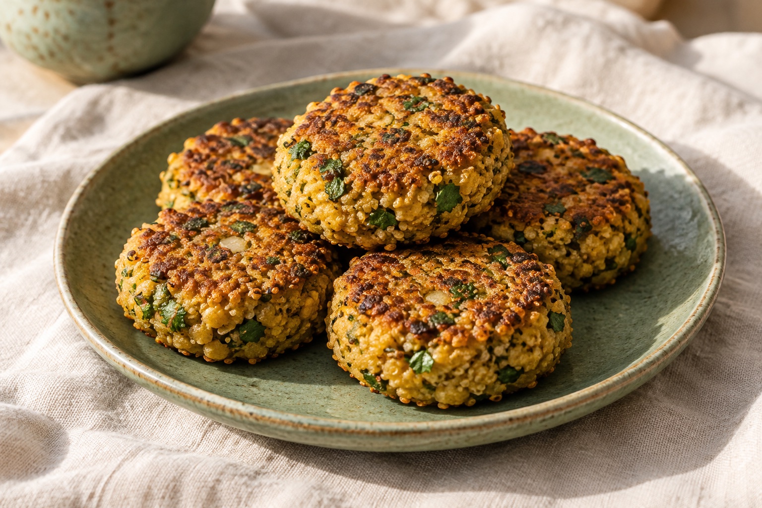 AI-generated illustration of baked chickpea & quinoa falafel