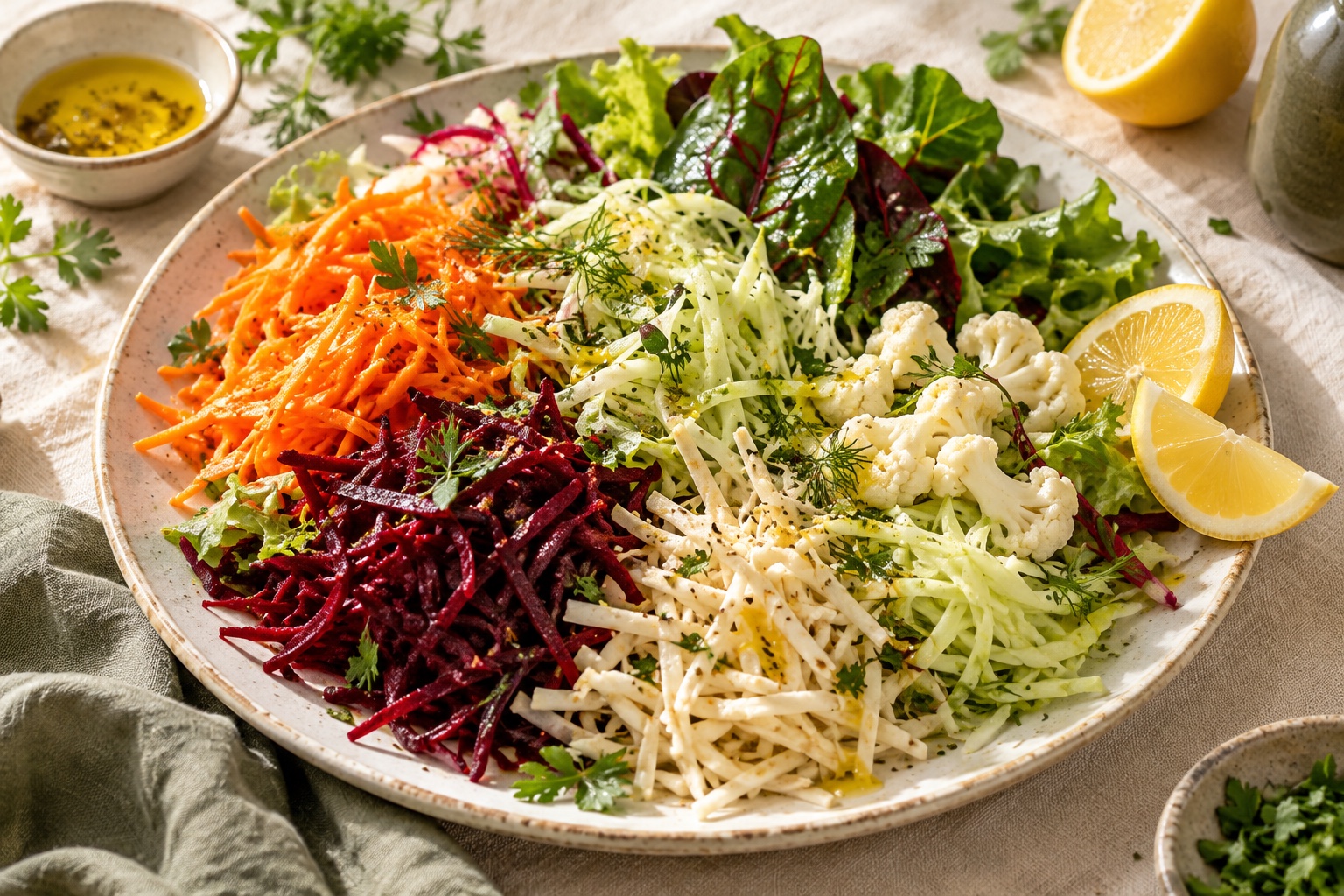 AI-generated illustration of a colourful vegetable salad