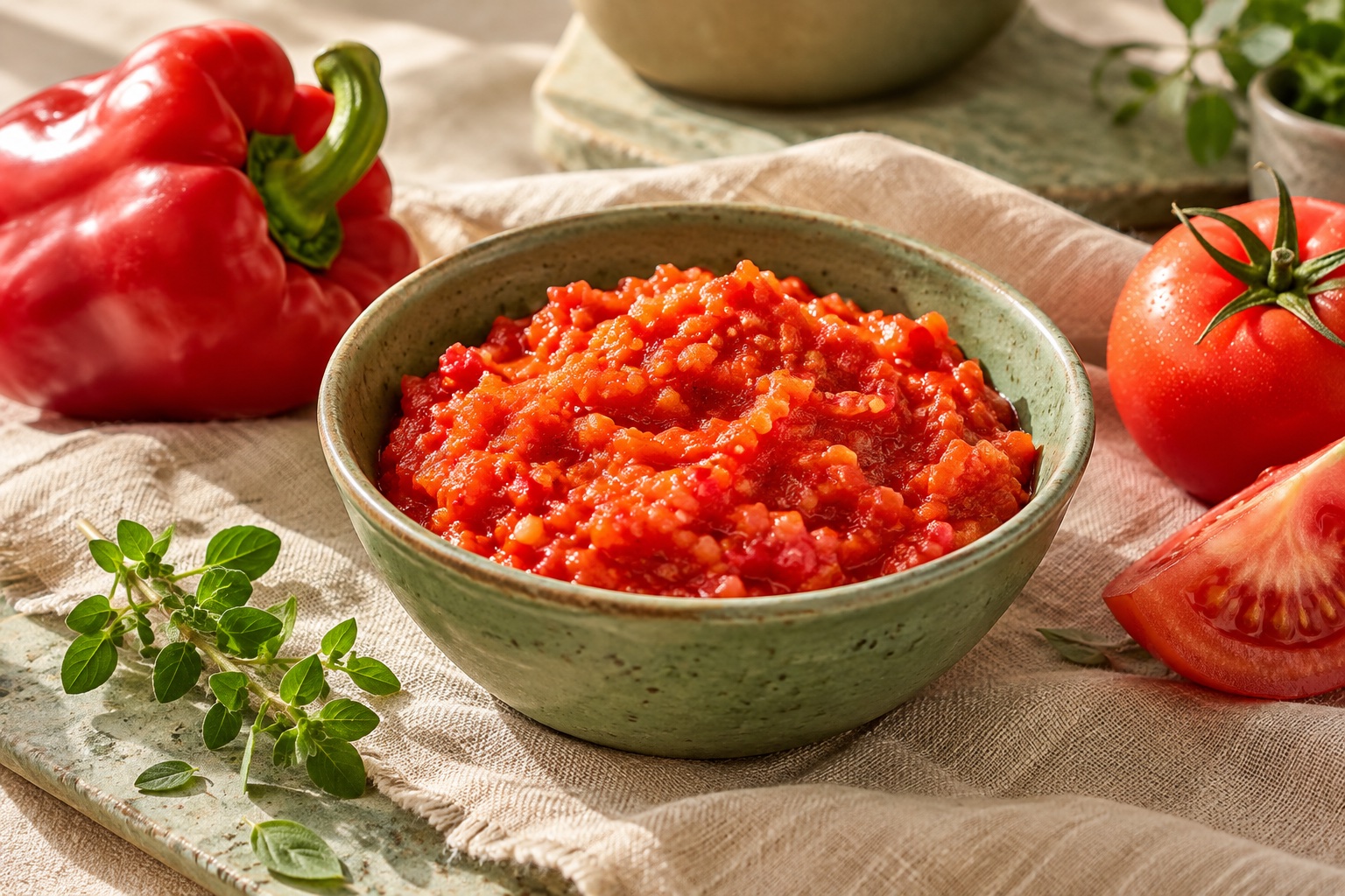 AI-generated illustration of fresh red-pepper & tomato spread