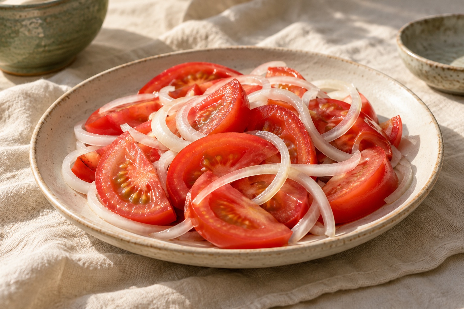 AI-generated illustration of garden tomato & onion salad